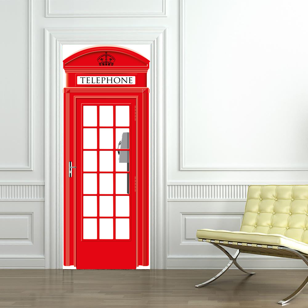 Cabine Telephone DIY DOOR WRAP Decal Removable Sticker D219