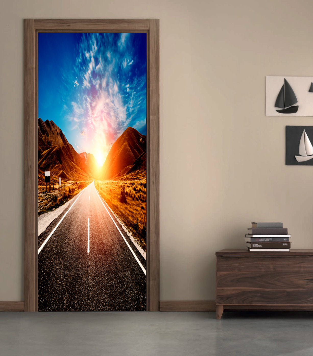 Desert Road DIY DOOR WRAP Decal Removable Sticker D220