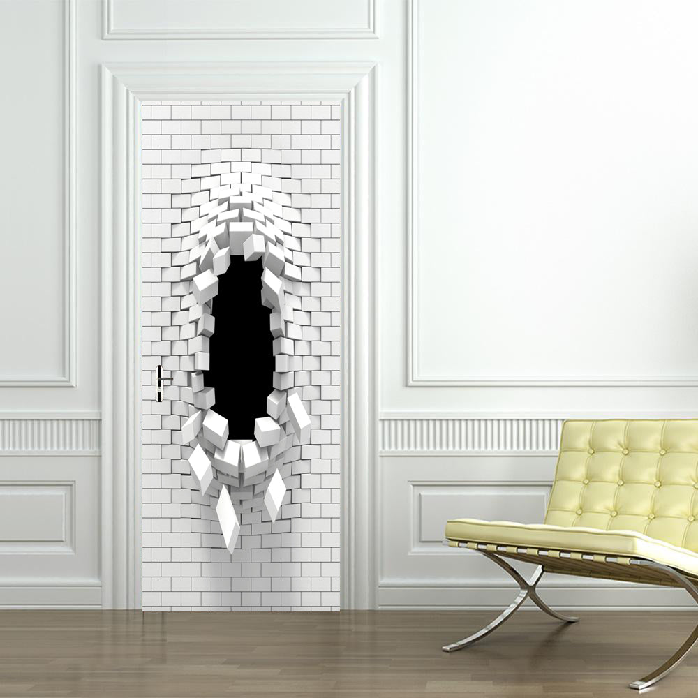 Hole In Wall DIY DOOR WRAP Decal Removable Sticker D221
