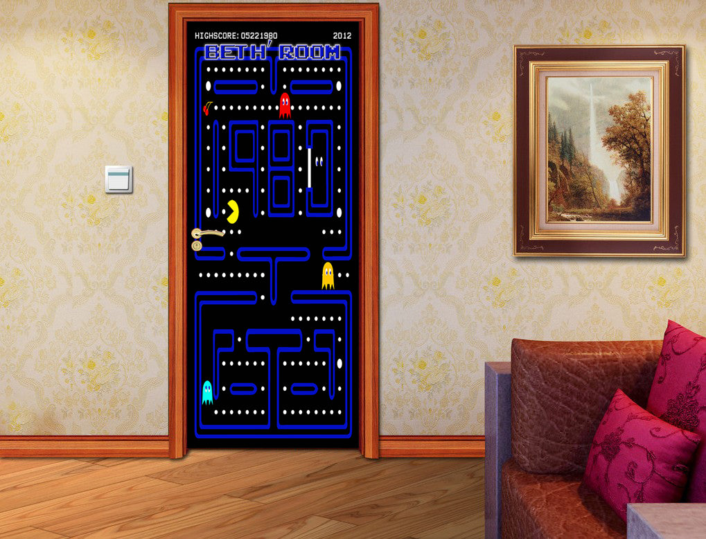 Pacman nom personnalisé porte enveloppe autocollant amovible autocollant D223