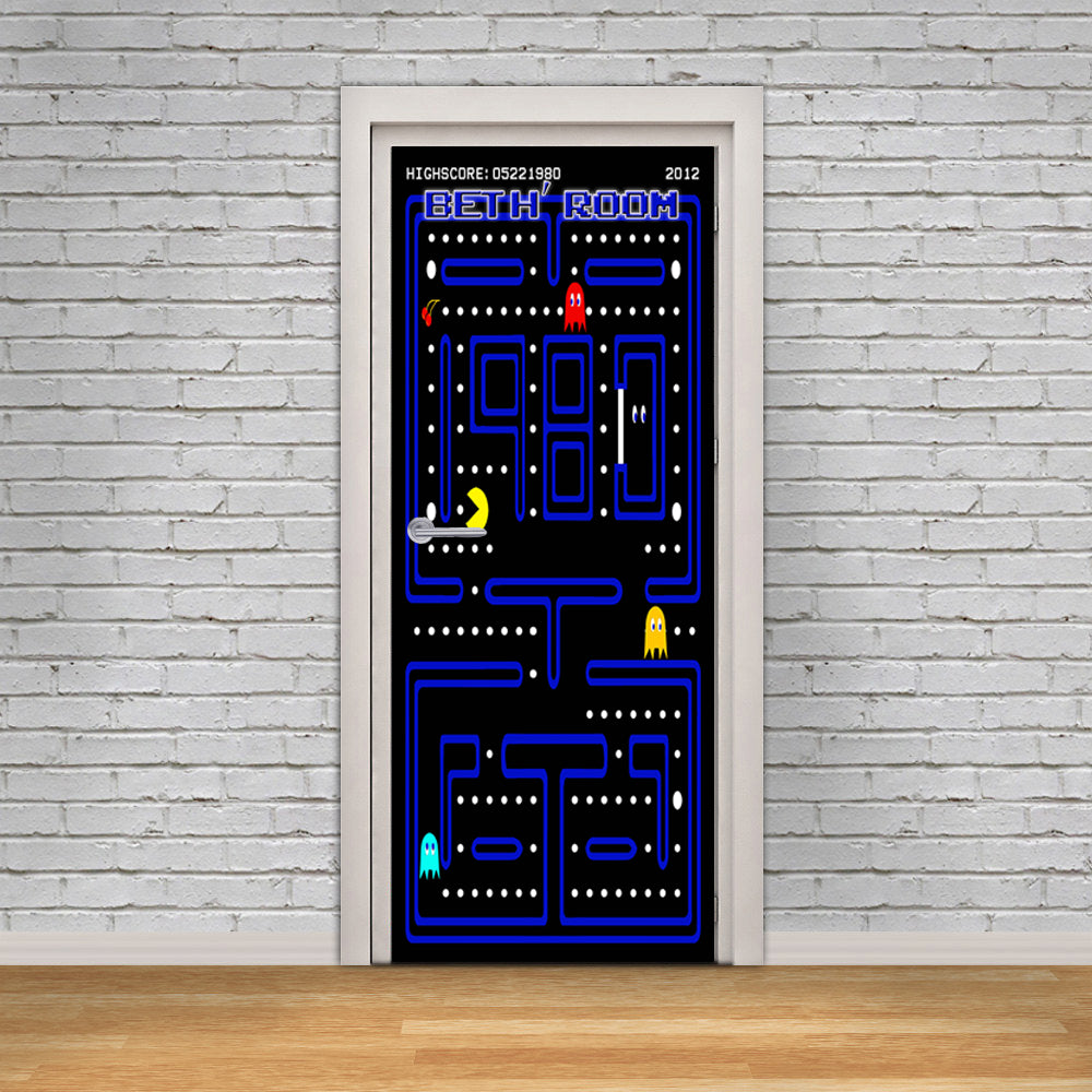 Pacman nom personnalisé porte enveloppe autocollant amovible autocollant D223