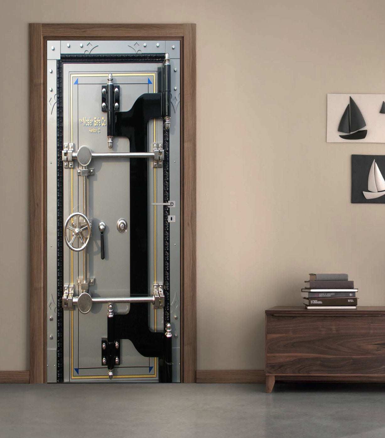 Safe illusion Personalized Name DOOR WRAP Decal Removable Sticker D225