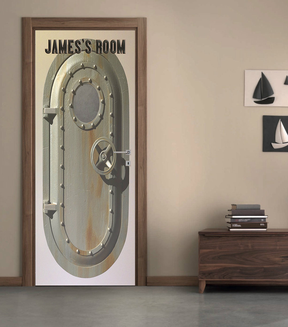 Submarin Door Personalized Name DOOR WRAP Decal Removable Sticker D227