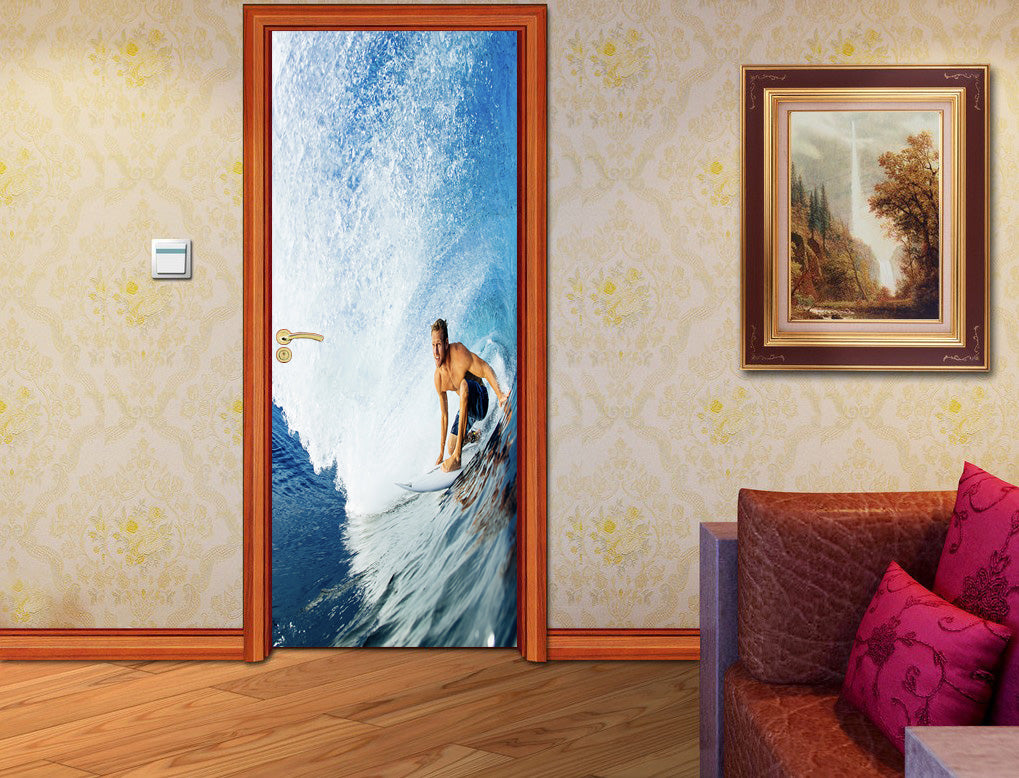 Wave Surfing DIY DOOR WRAP Decal Removable Sticker D238