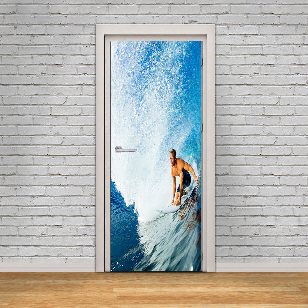 Wave Surfing DIY DOOR WRAP Decal Removable Sticker D238