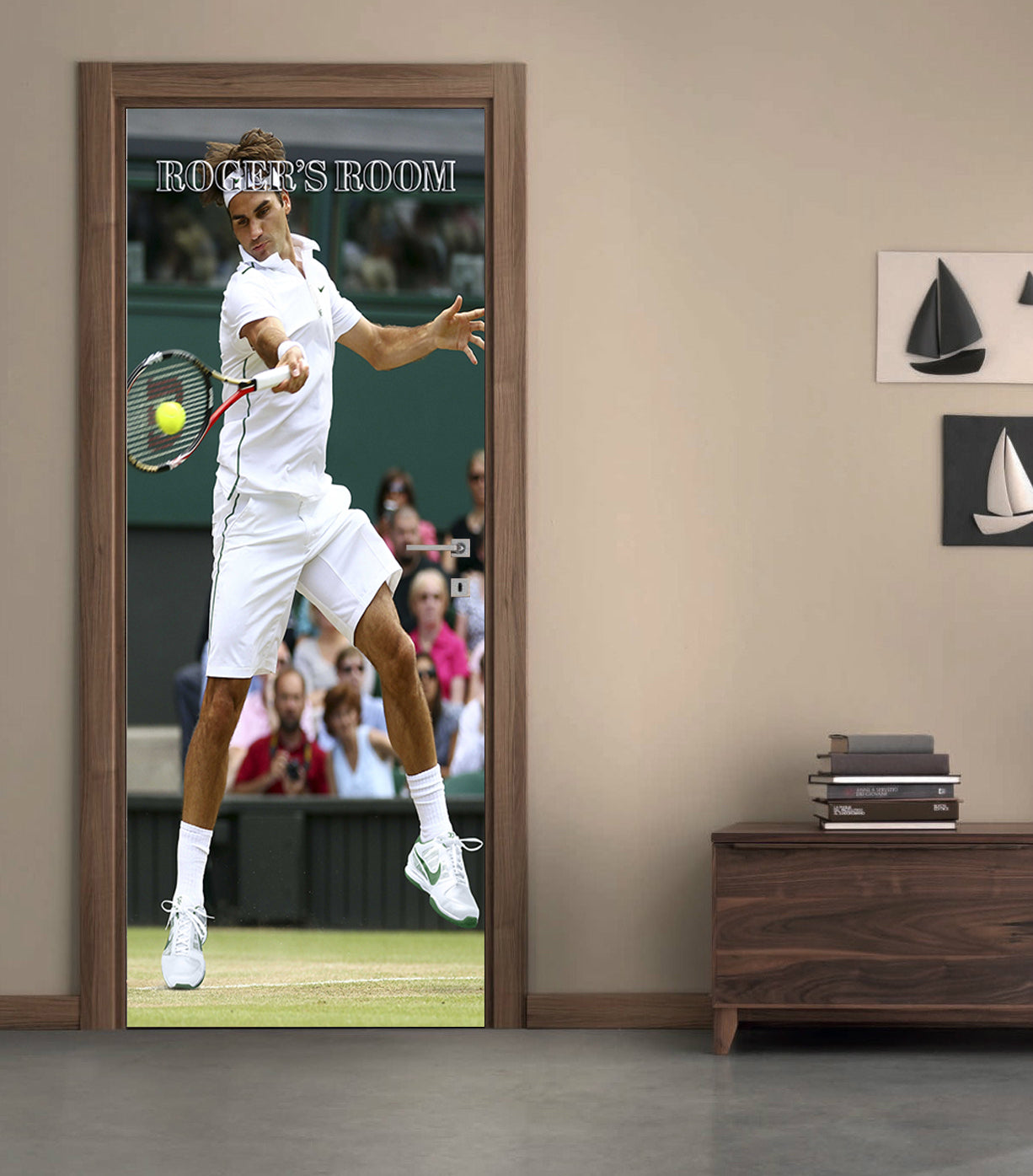 Tennis Roger Federer Personalized Name DOOR WRAP Decal Removable Sticker D247