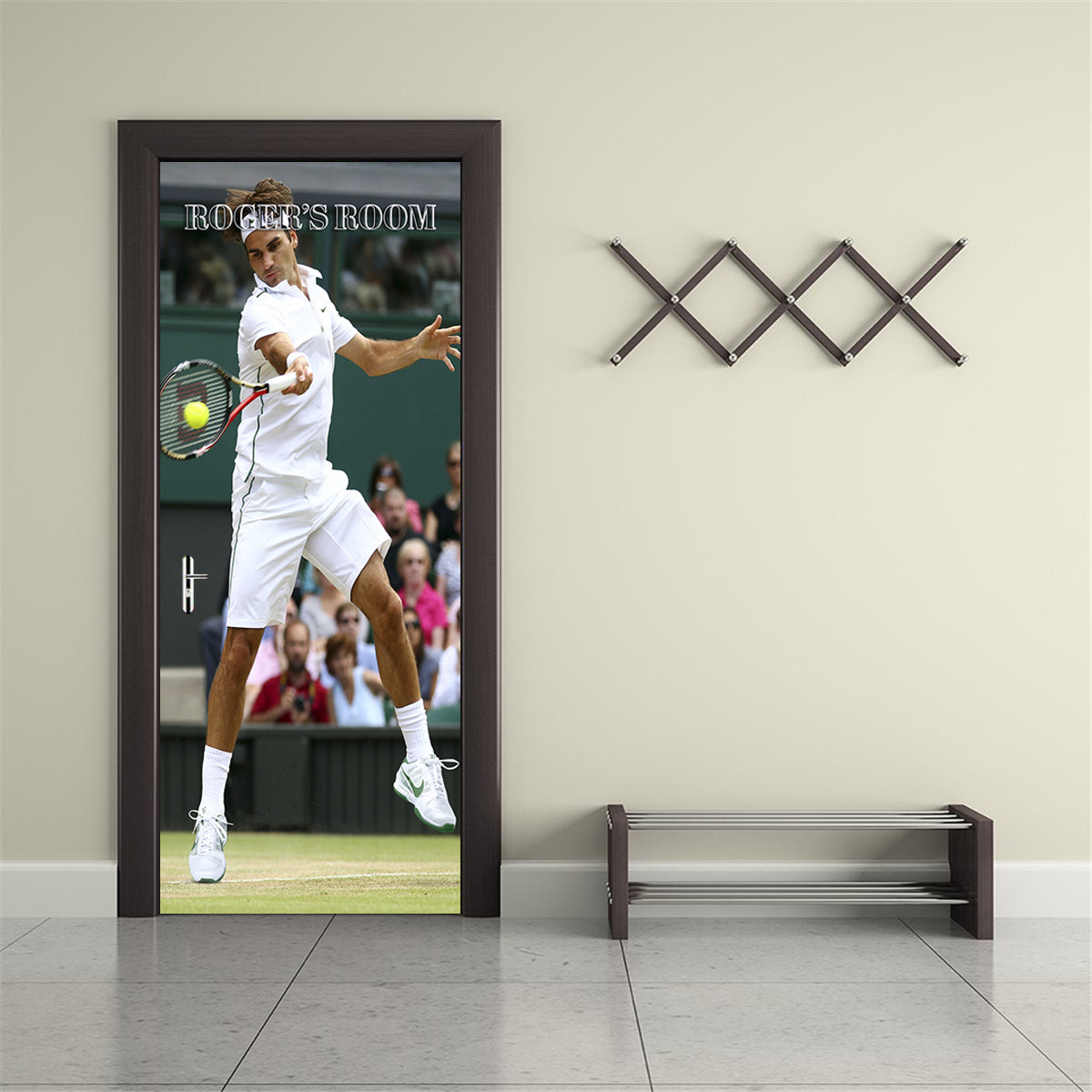 Tennis Roger Federer Personalized Name DOOR WRAP Decal Removable Sticker D247