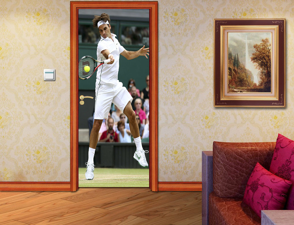 Tennis Roger Federer Personalized Name DOOR WRAP Decal Removable Sticker D247