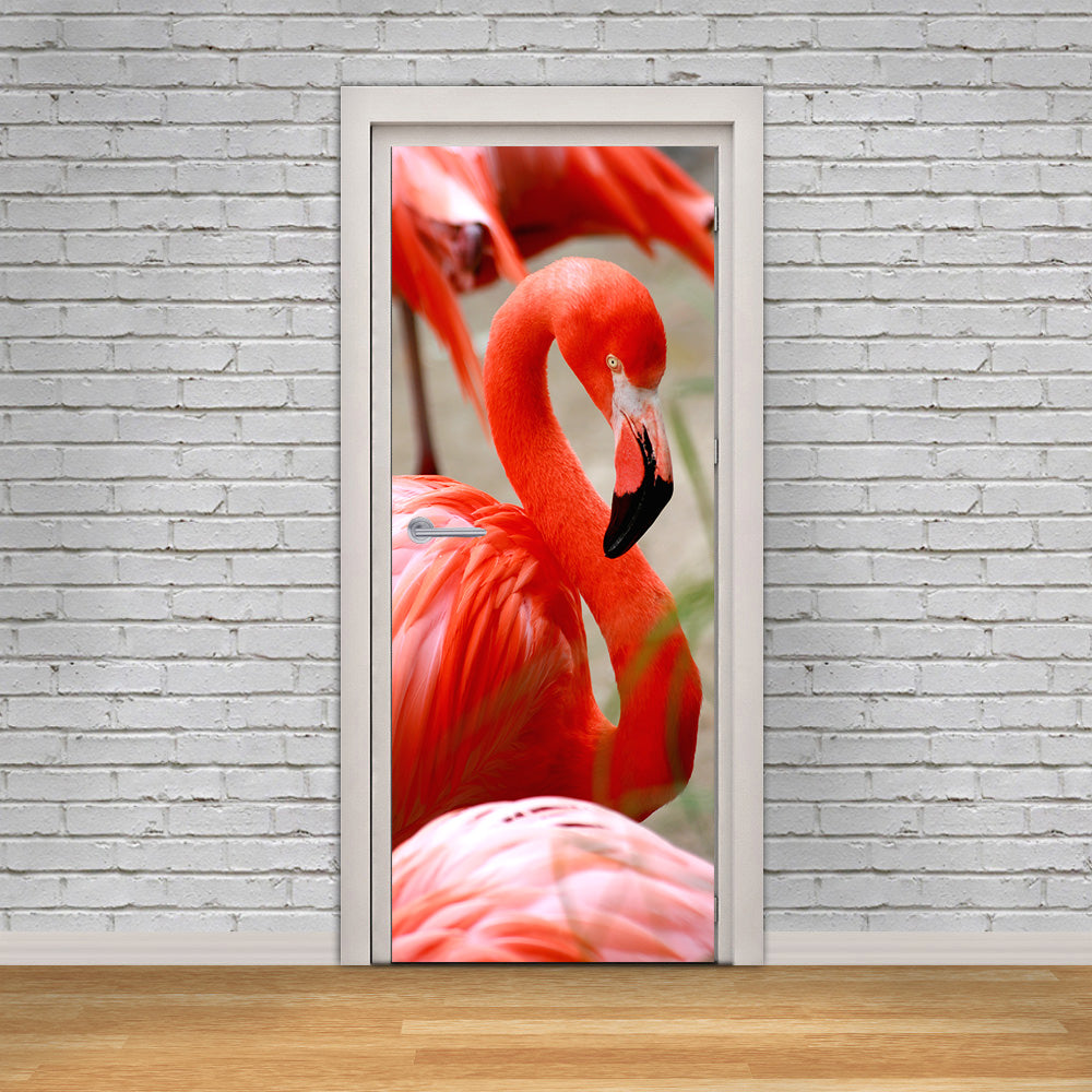 Flamingo Birds DIY DOOR WRAP Autocollant amovible décalcomanie D248