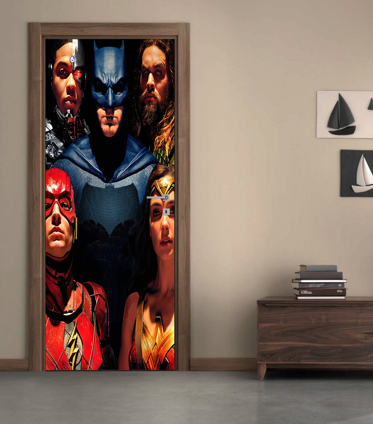 Super Heroes Characters DIY DOOR WRAP Decal Removable Sticker D260
