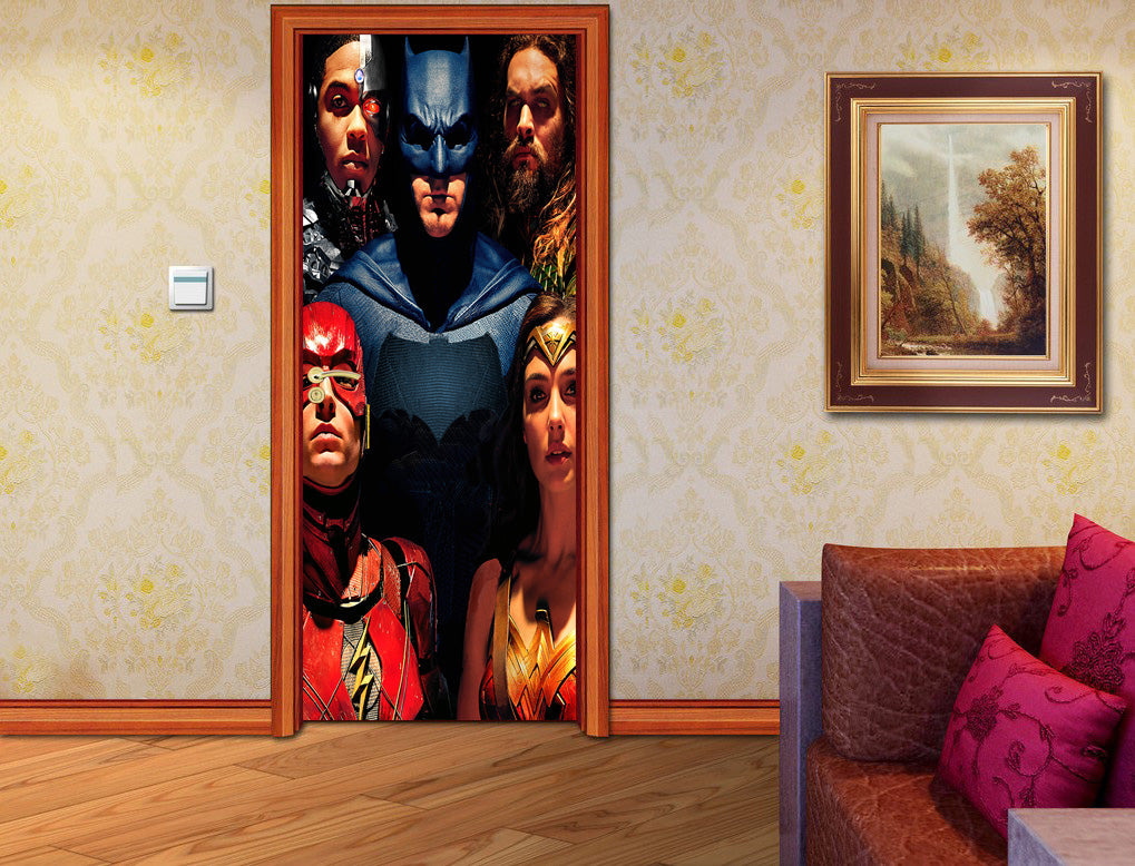 Super Heroes Characters DIY DOOR WRAP Decal Removable Sticker D260