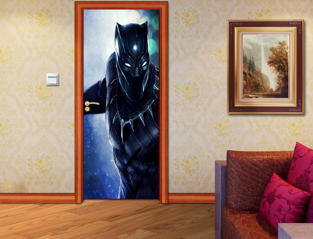 Black Panther Avengers  DIY DOOR WRAP Decal Removable Sticker D261
