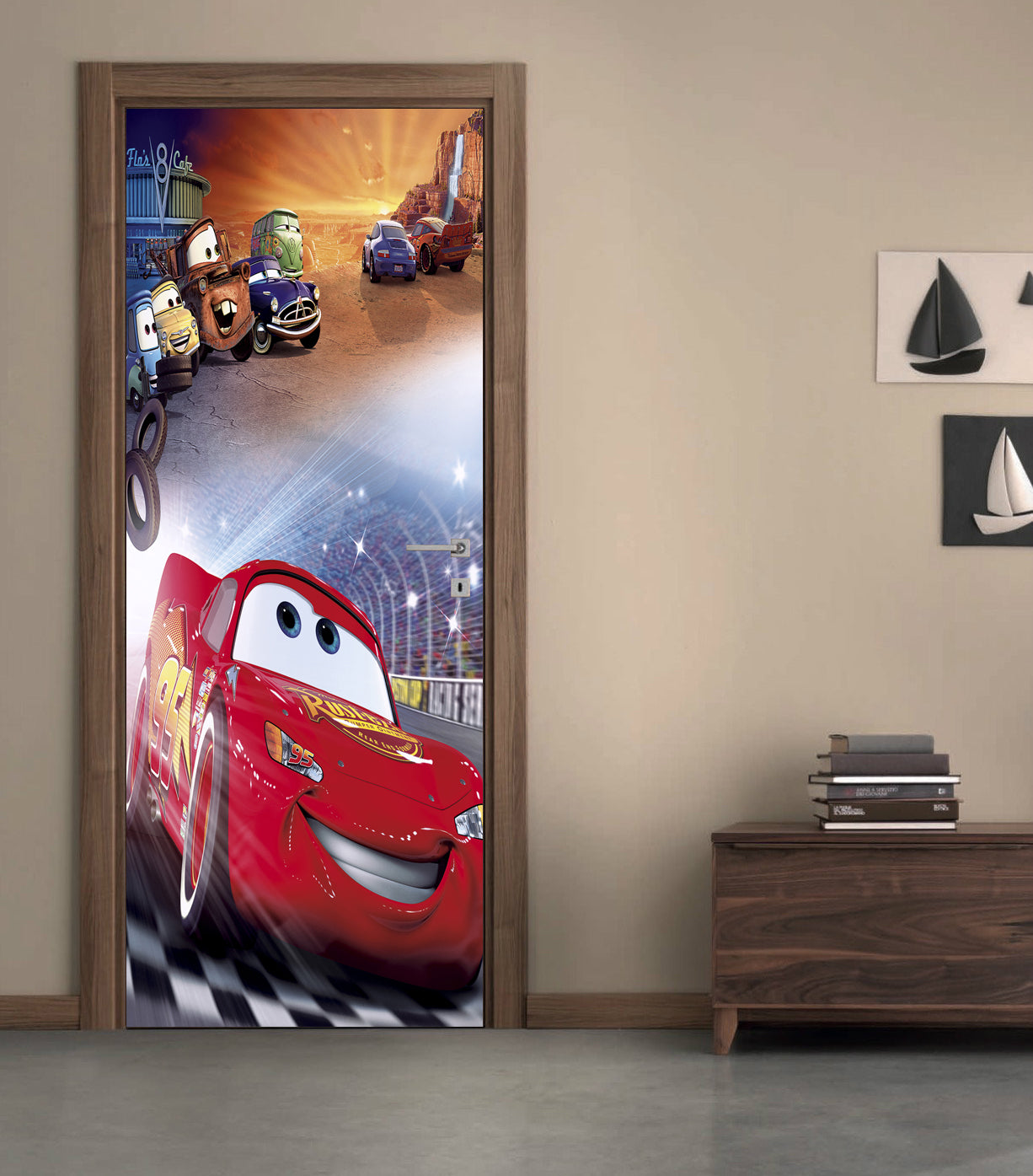 Cars Movie Lightning Mcqueen DIY DOOR WRAP Autocollant amovible D26