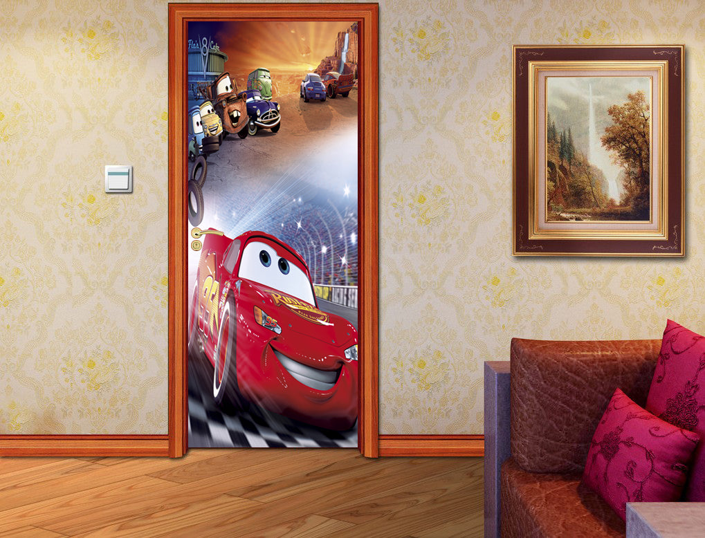Cars Movie Lightning Mcqueen DIY DOOR WRAP Autocollant amovible D26