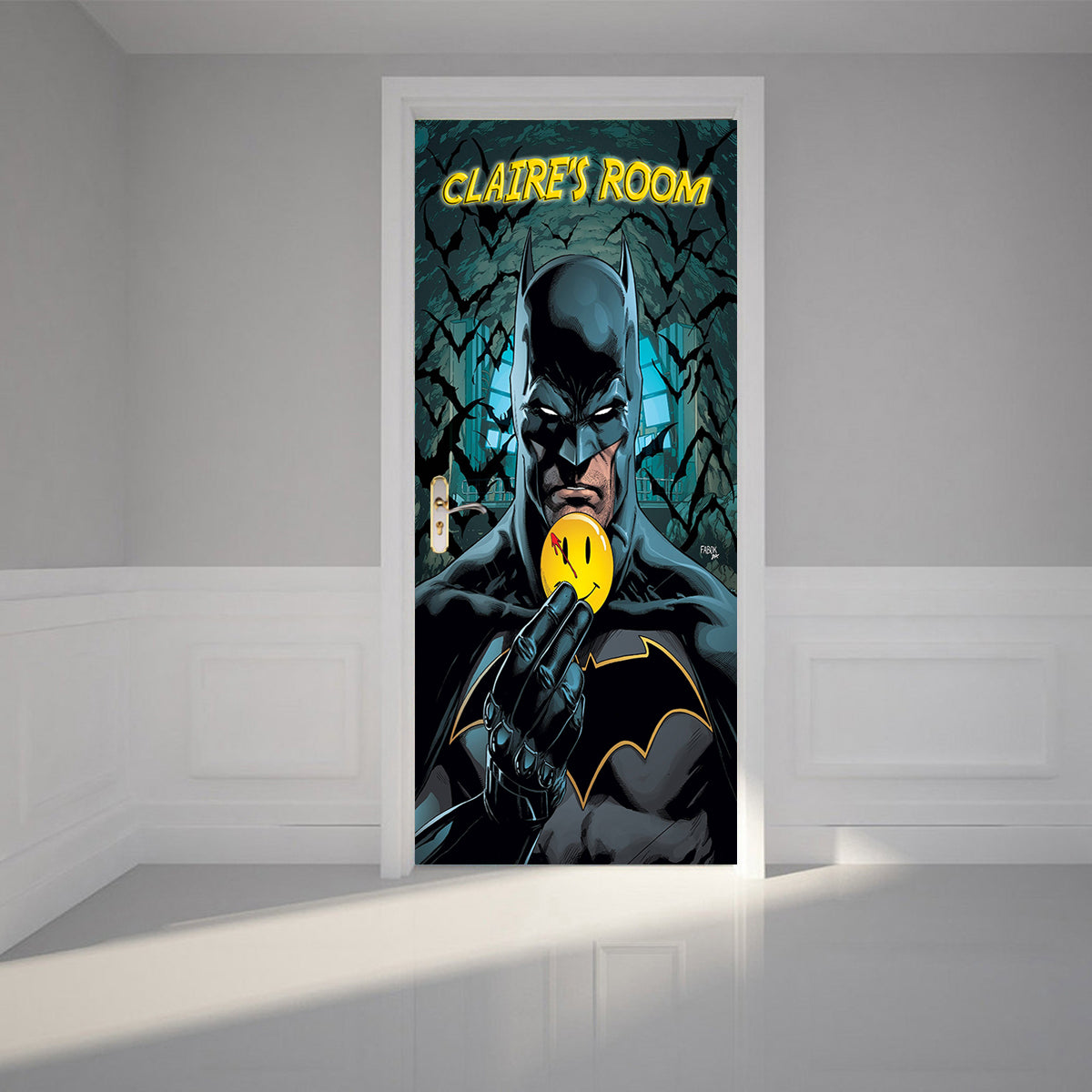 Batman Personalized Name DOOR WRAP Decal Removable Sticker D278