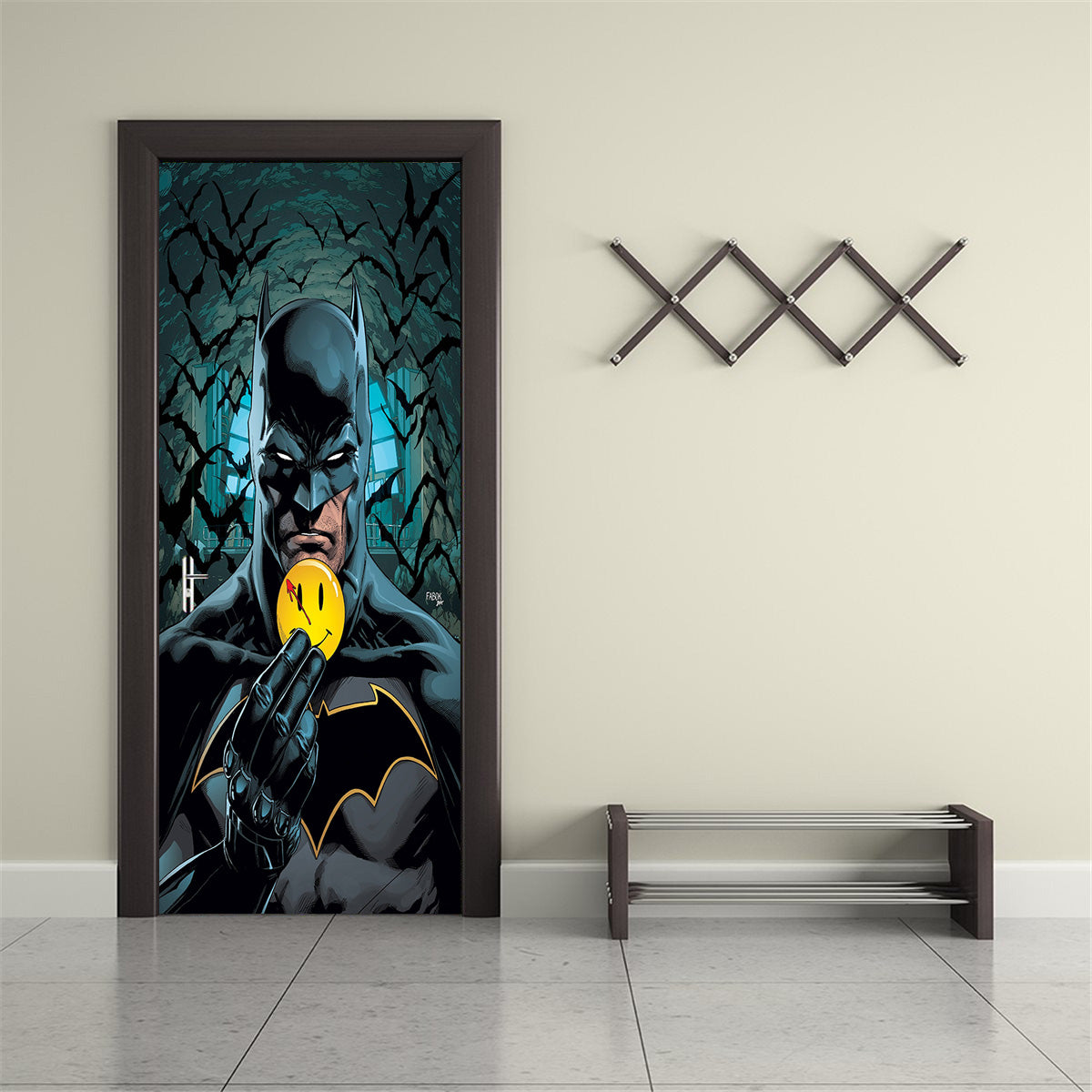 Batman Personalized Name DOOR WRAP Decal Removable Sticker D278