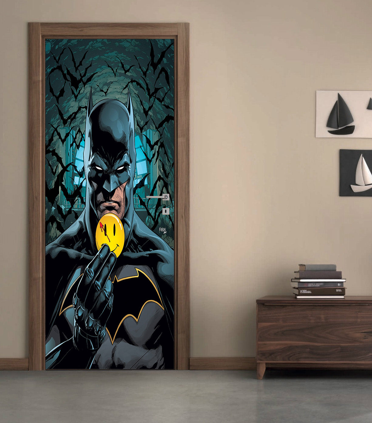 Batman Personalized Name DOOR WRAP Decal Removable Sticker D278