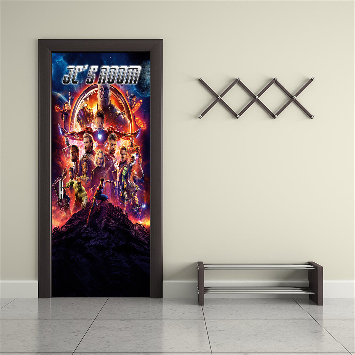 The Avengers Personalized Name DOOR WRAP Decal Removable Sticker D279