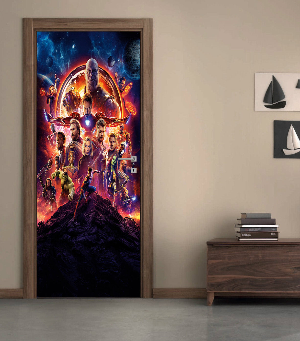 The Avengers Personalized Name DOOR WRAP Decal Removable Sticker D279