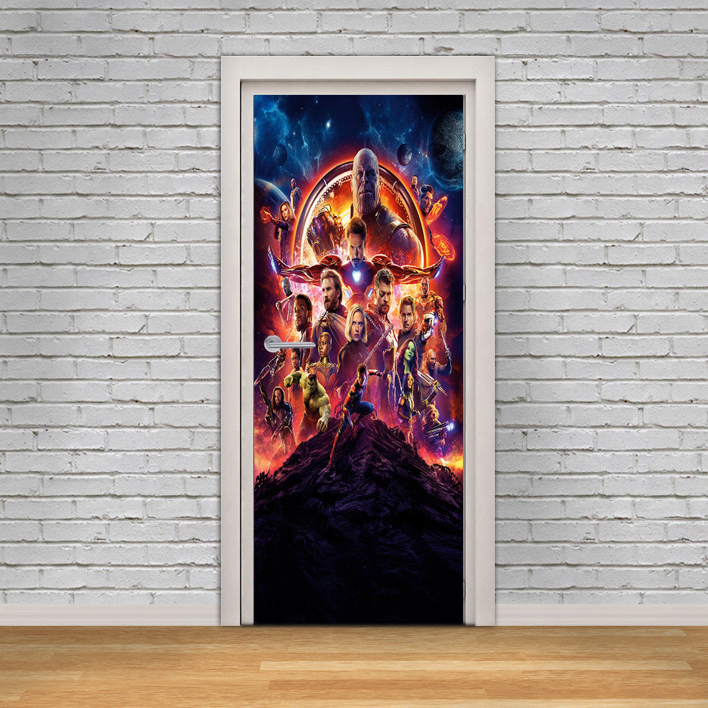 The Avengers Personalized Name DOOR WRAP Decal Removable Sticker D279