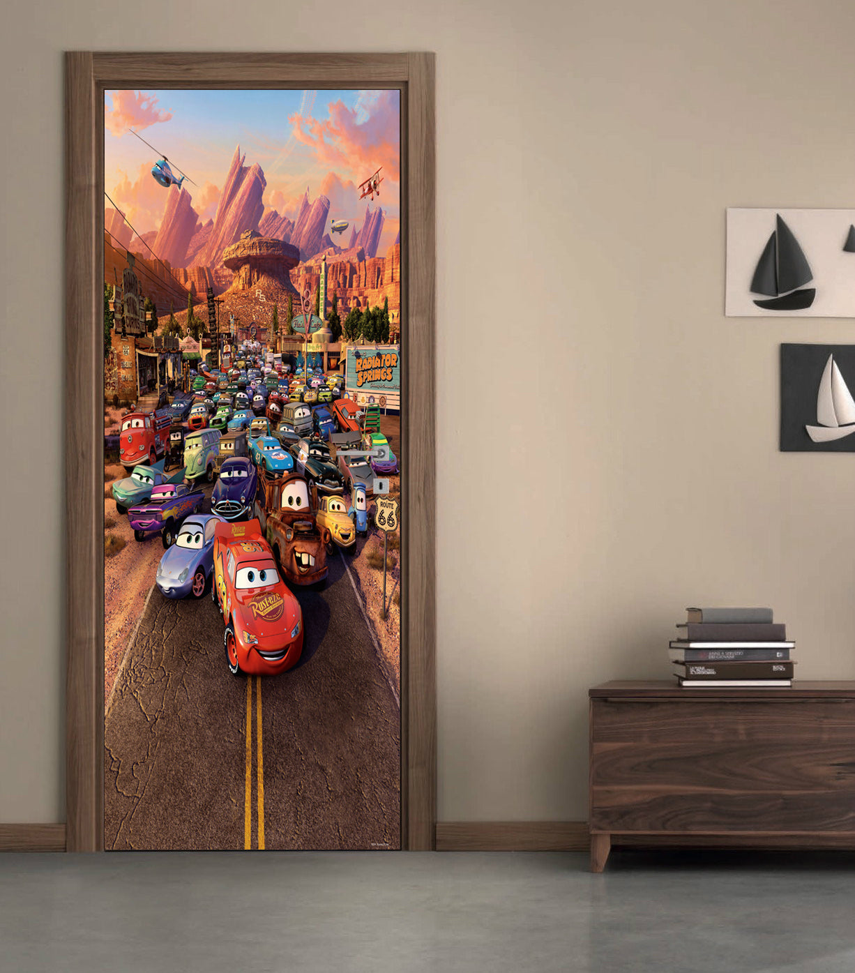 Cars Movie Characters DIY DOOR WRAP Decal Removable Sticker D27