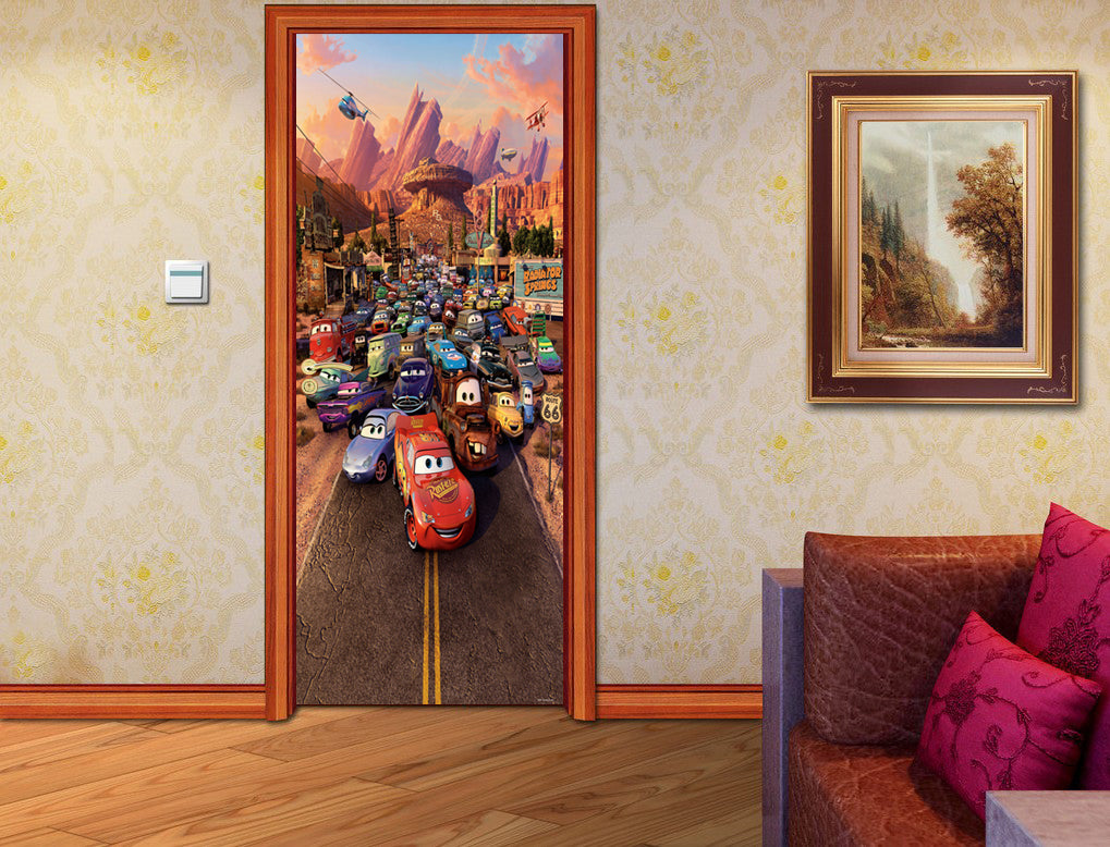 Cars Movie Characters DIY DOOR WRAP Decal Removable Sticker D27