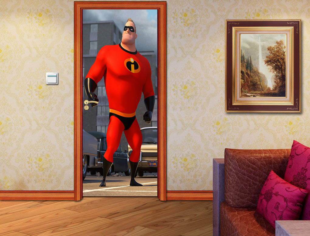 Super Hero Character DIY DOOR WRAP Decal Removable Sticker D284