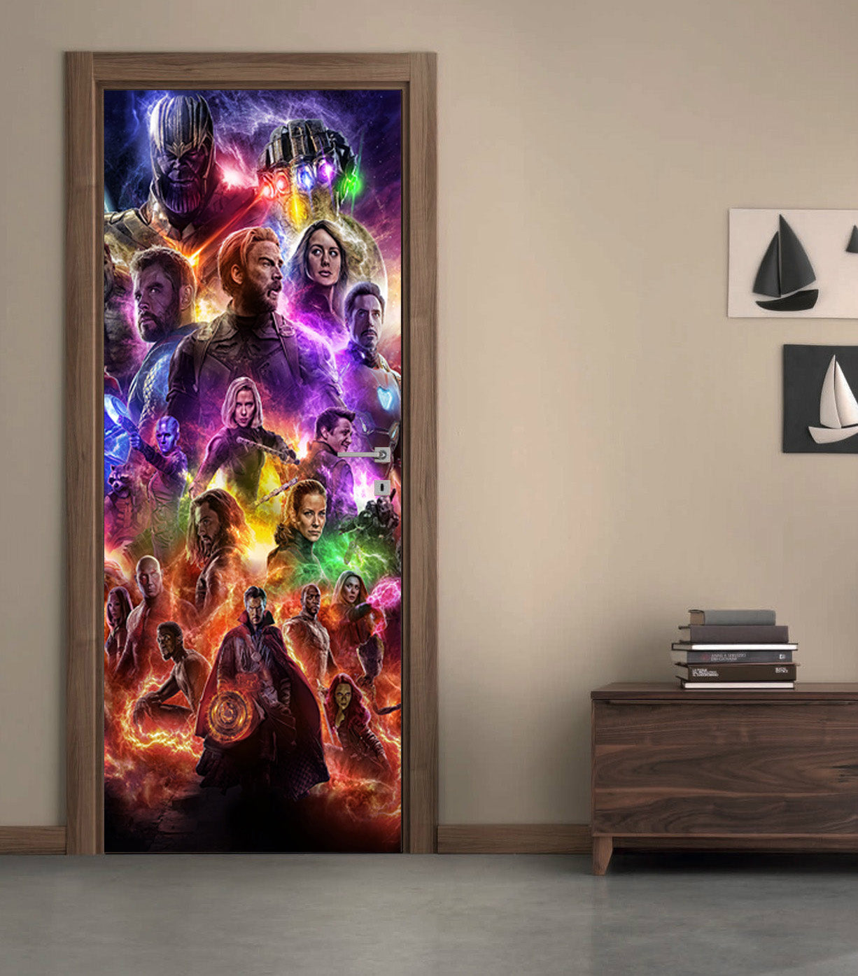 The Avengers Personalized Name DOOR WRAP Decal Removable Sticker D292