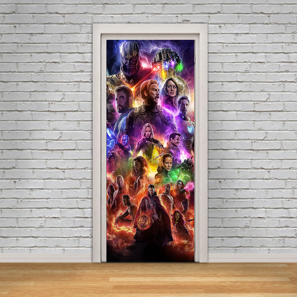 The Avengers Personalized Name DOOR WRAP Decal Removable Sticker D292