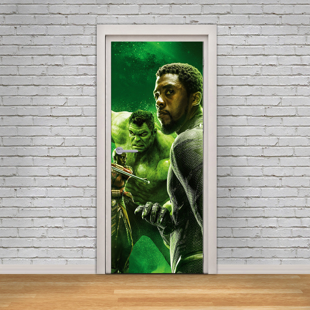 Black Panther & Hulk Avengers DIY DOOR WRAP Decal Removable Sticker D300