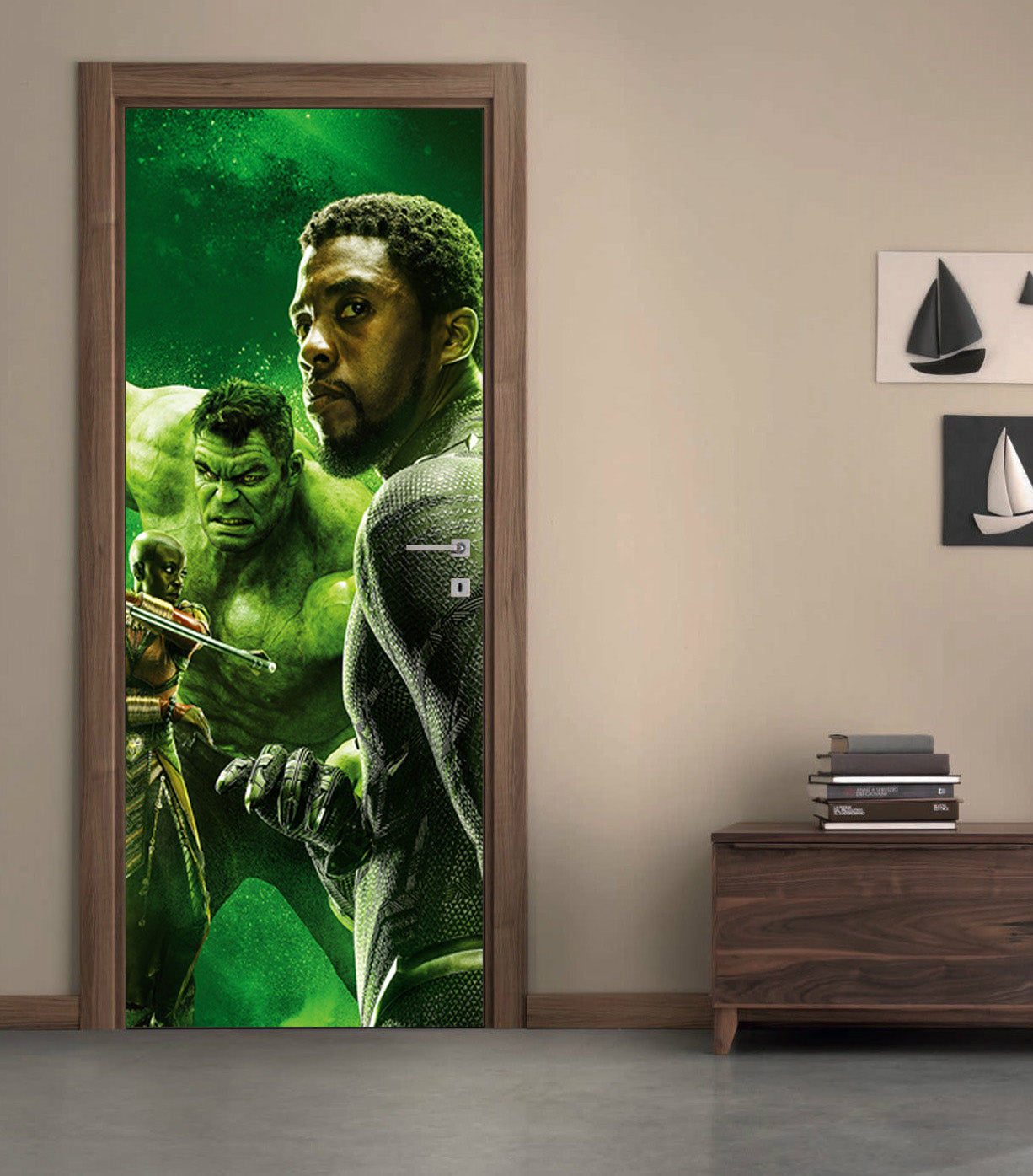Black Panther & Hulk Avengers DIY DOOR WRAP Decal Removable Sticker D300