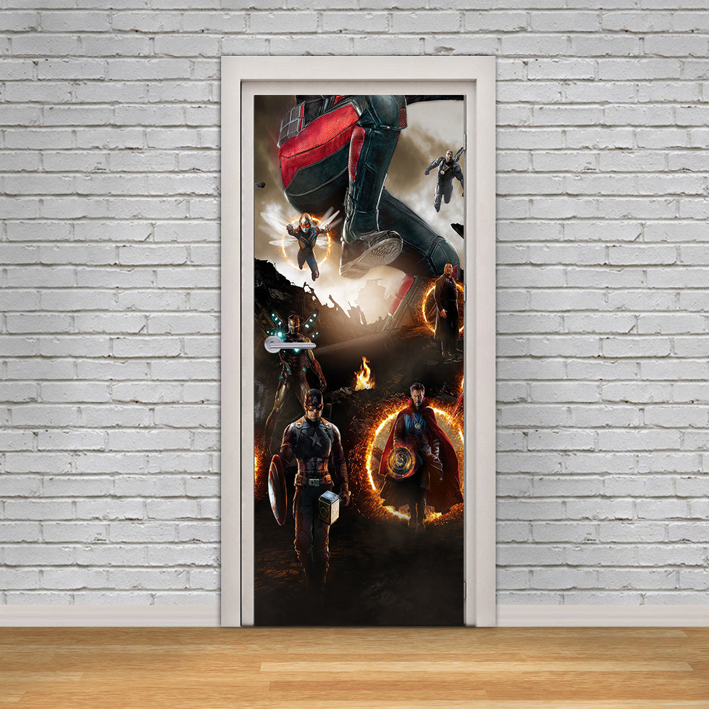 Super Heroes Characters DIY DOOR WRAP Decal Removable Sticker D301