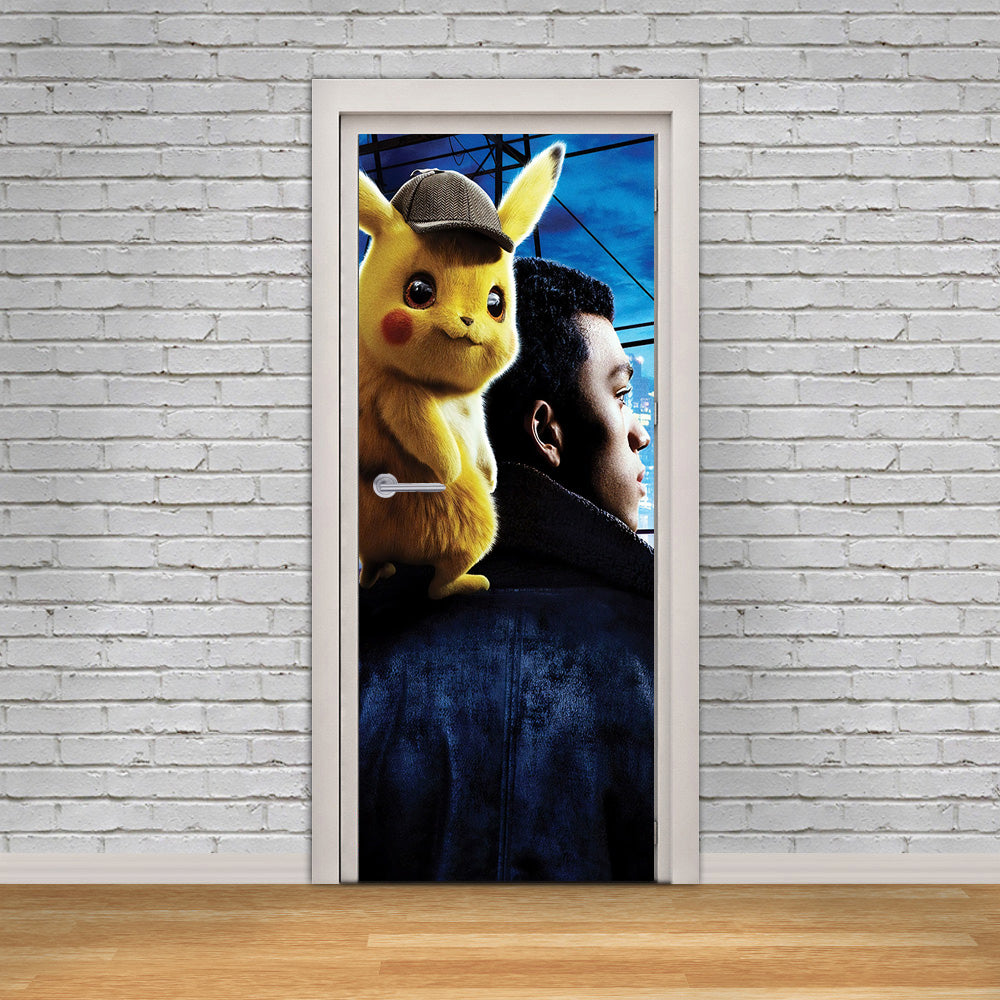 POKEMON DETECTIVE CITY Personalized DOOR WRAP Decal Removable Sticker D305