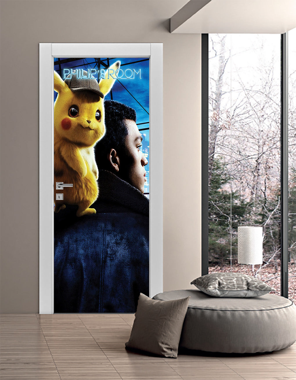 POKEMON DETECTIVE CITY Personalized DOOR WRAP Decal Removable Sticker D305
