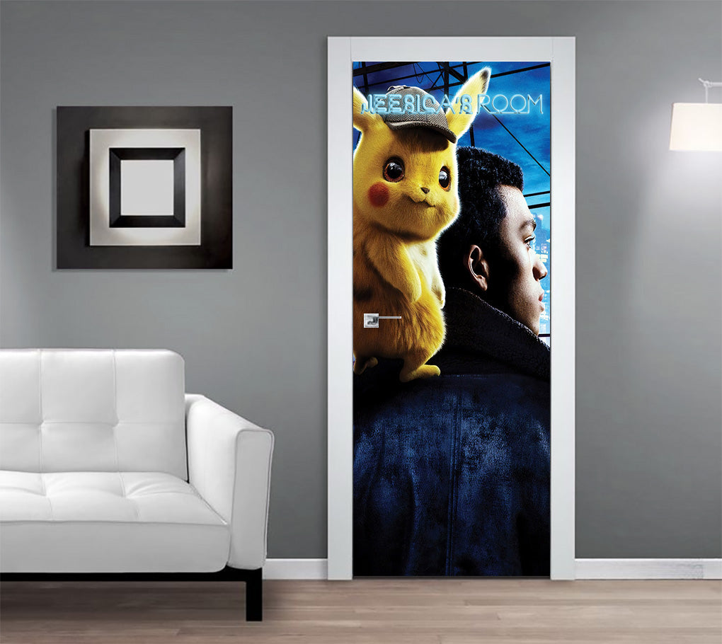 POKEMON DETECTIVE CITY Personalized DOOR WRAP Decal Removable Sticker D305