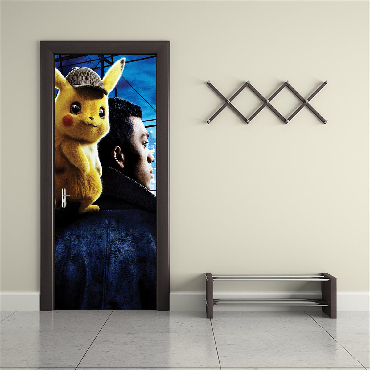 POKEMON DETECTIVE CITY Personalized DOOR WRAP Decal Removable Sticker D305