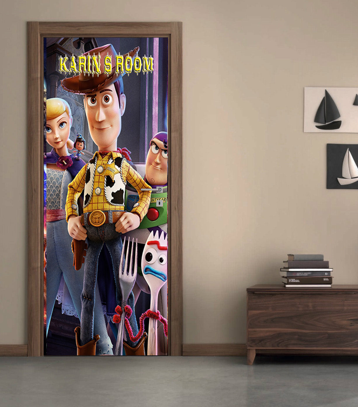 Toy Story Woody Buzz Nom personnalisé PORTE WRAP Autocollant amovible Décalque D308