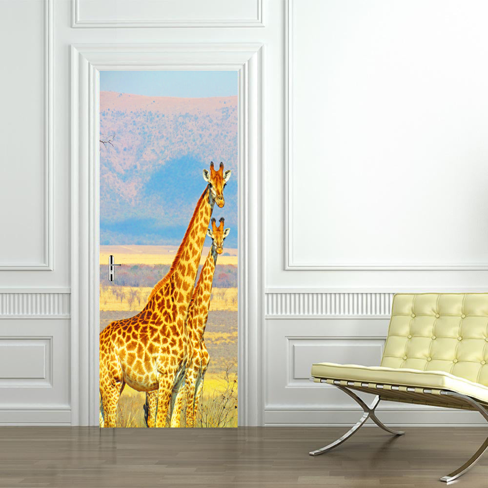 Giraffes Safari DIY DOOR WRAP Autocollant amovible décalcomanie D53