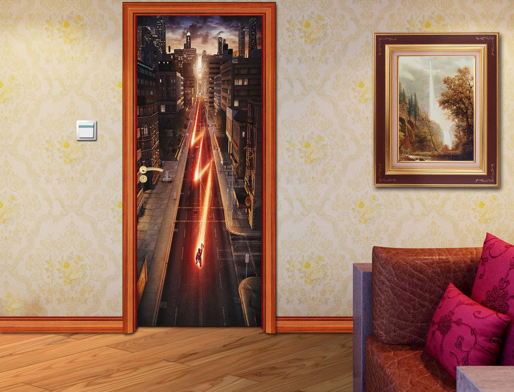 Super Hero Character DIY DOOR WRAP Decal Removable Sticker D67