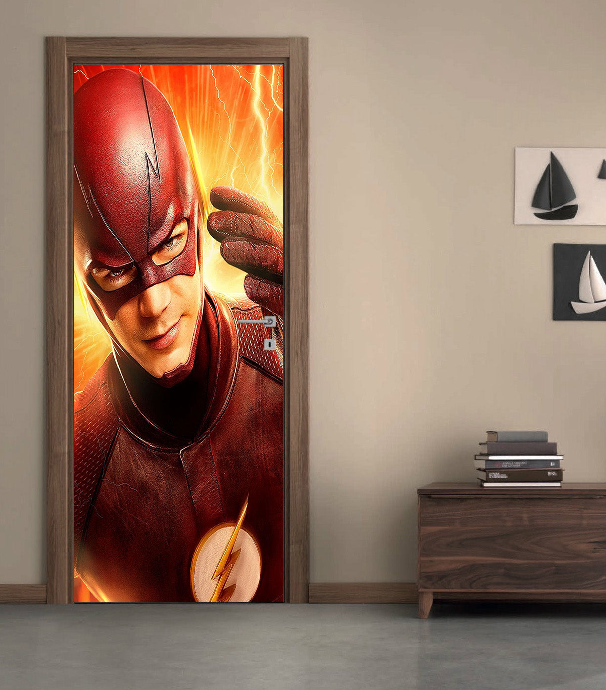 Super Hero Character DIY DOOR WRAP Decal Removable Sticker D69