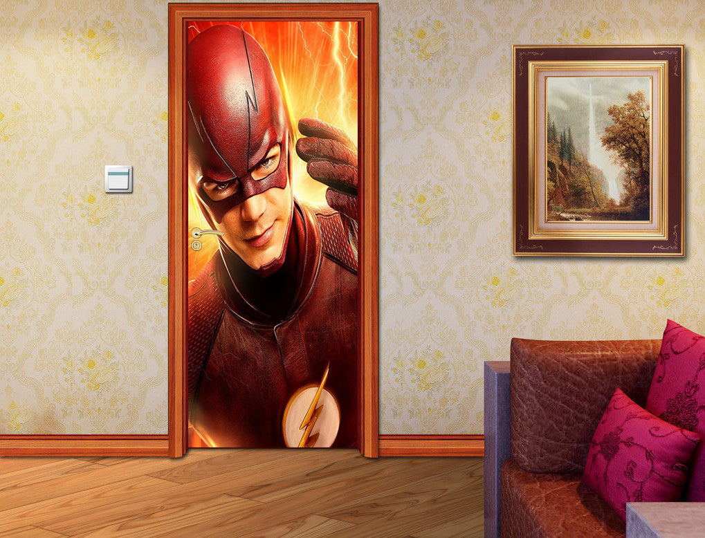 Super Hero Character DIY DOOR WRAP Decal Removable Sticker D69