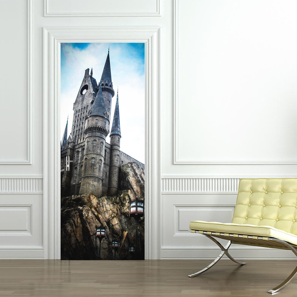 Harry Potter Hogwarts Castle DIY DOOR WRAP Decal Removable Sticker D75
