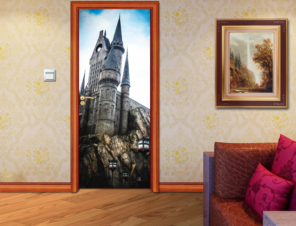 Harry Potter Hogwarts Castle DIY DOOR WRAP Decal Removable Sticker D75