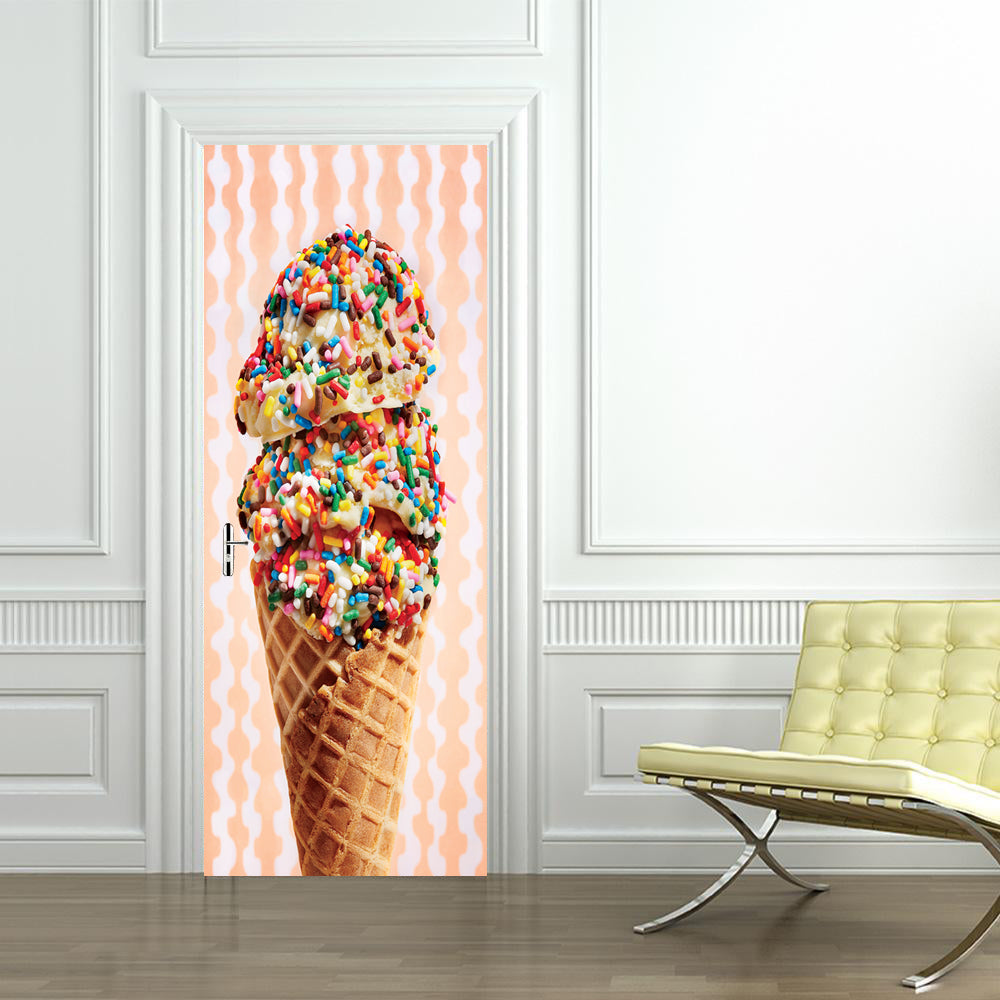 Ice Cream DIY DOOR WRAP Decal Removable Sticker D76