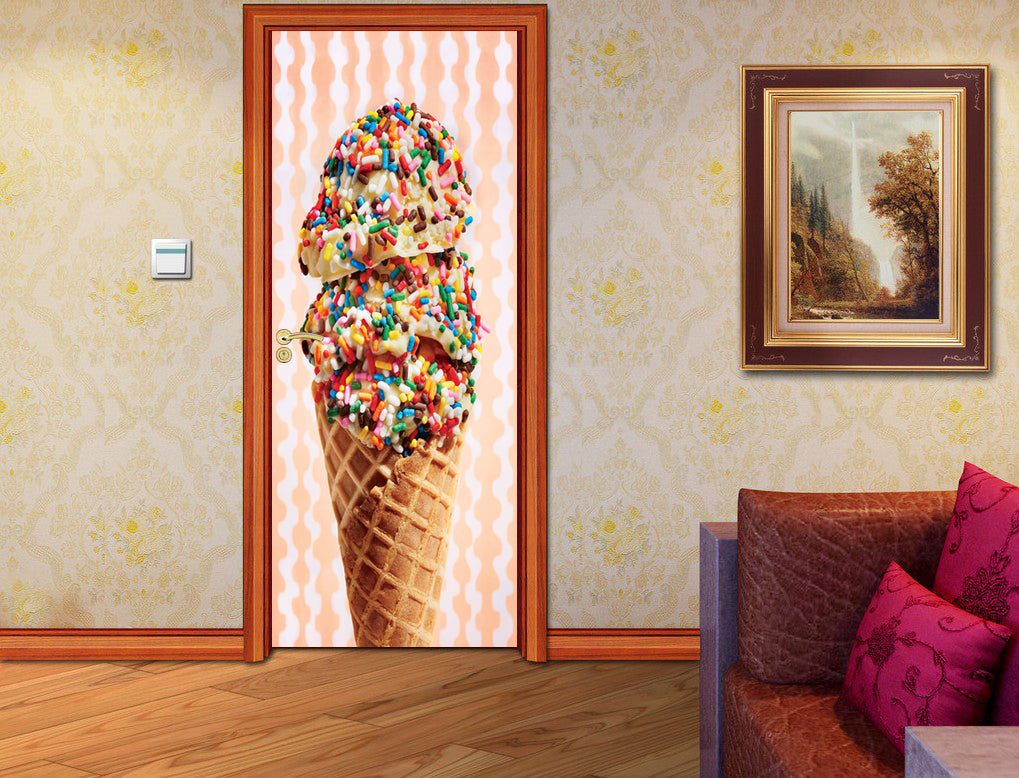 Ice Cream DIY DOOR WRAP Decal Removable Sticker D76