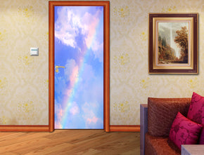 Rainbow Sky Clouds DIY DOOR WRAP Autocollant amovible D90
