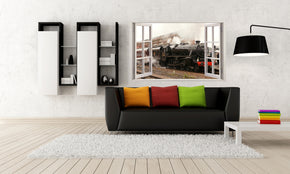 Autocollant mural de fenêtre 3D Train noir H104