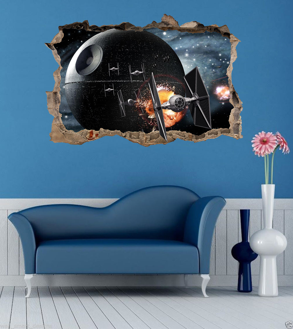 Star Wars Death Star 3D Smashed Broken Decal Wall Sticker H148