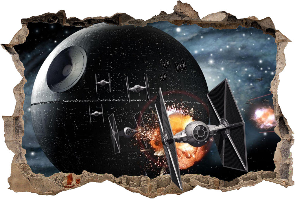 Star Wars Death Star 3D Smashed Broken Decal Wall Sticker H148