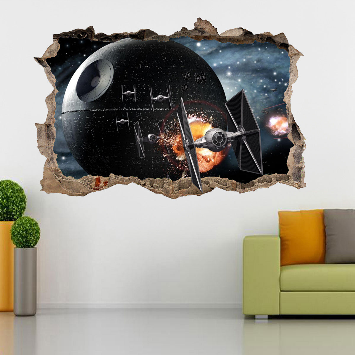 Star Wars Death Star 3D Smashed Broken Decal Wall Sticker H148
